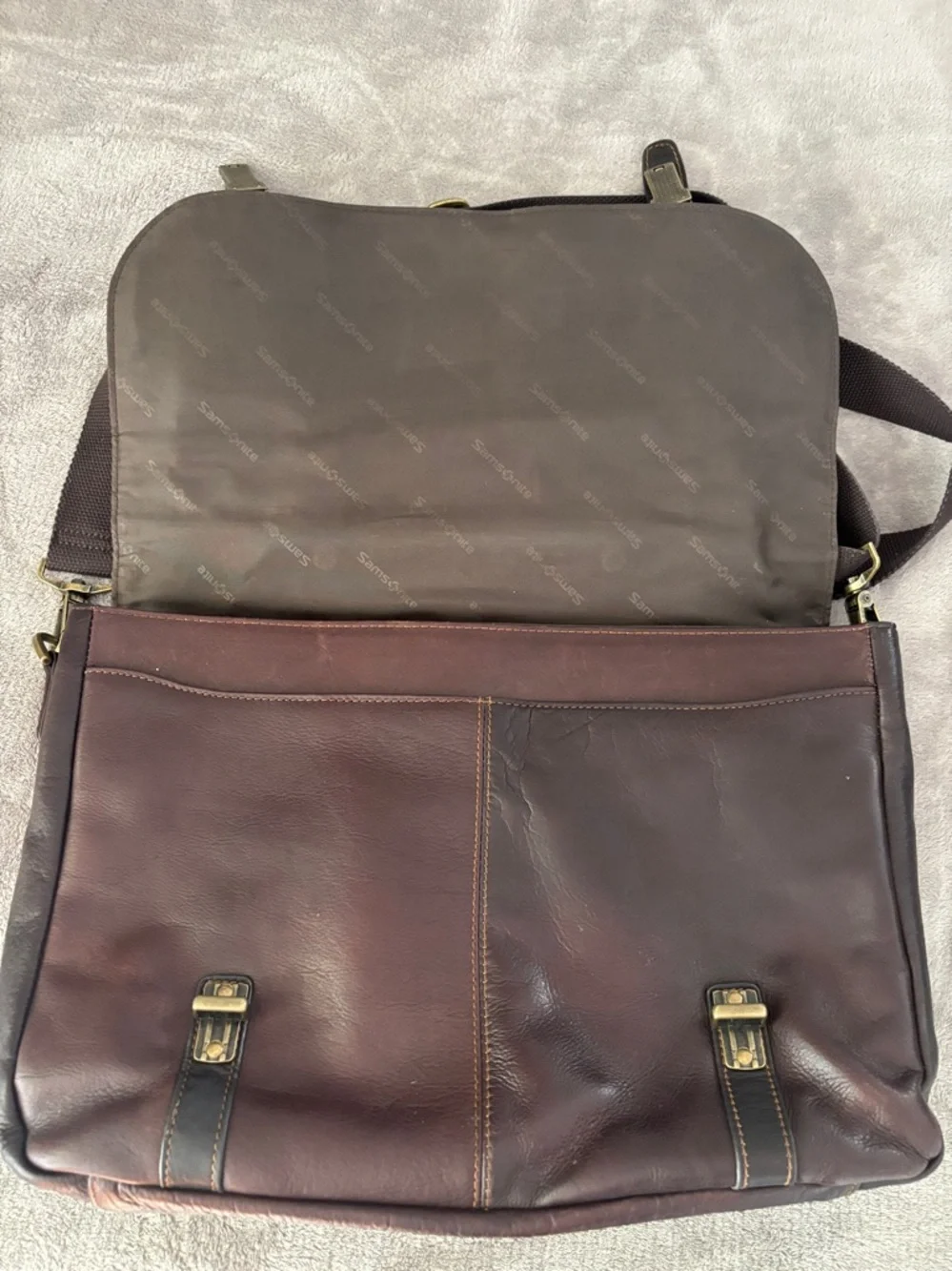 Samsonite® Leather Portfolio, Brown Leather Messenger Bag ‎ Men -